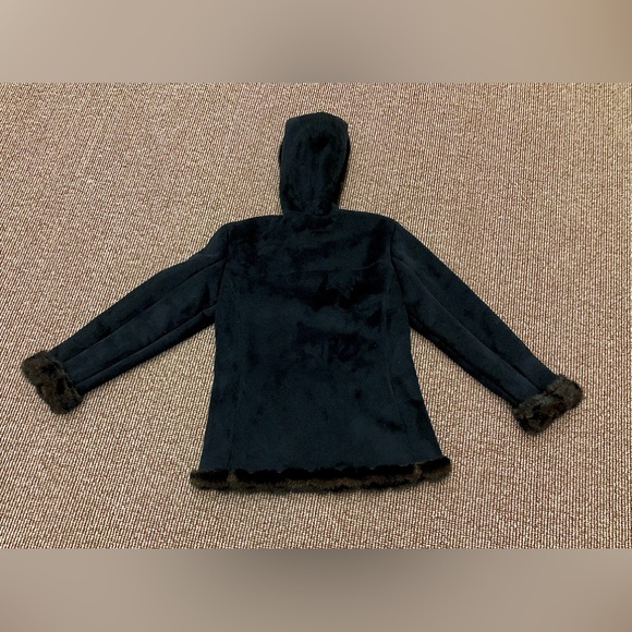 Women’s Small Jones New York Faux Suede Faux Fur Hooded Jacket - Picture 7 of 16